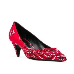 Saint Laurent Charlotte Red Bandana Pump 38